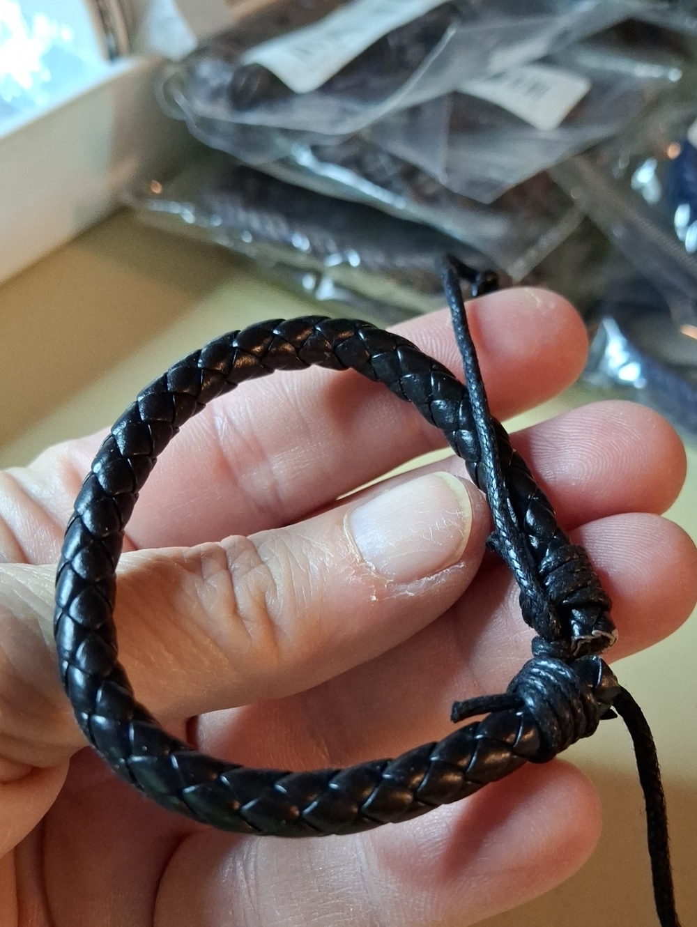 Braided Pleather Bracelet - Black